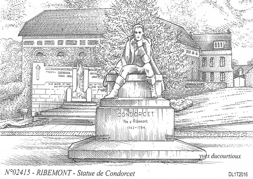 N 02415 - RIBEMONT - statue de condorcet