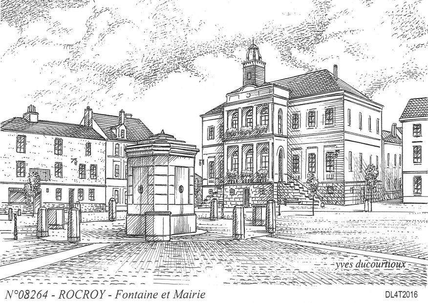N 08264 - ROCROI - fontaine et mairie