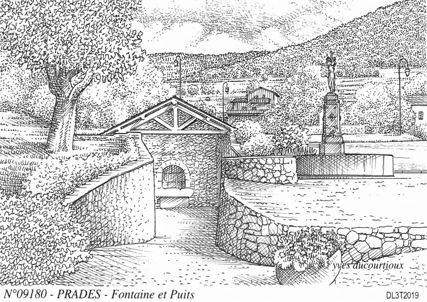N 09180 - PRADES - fontaine et puits