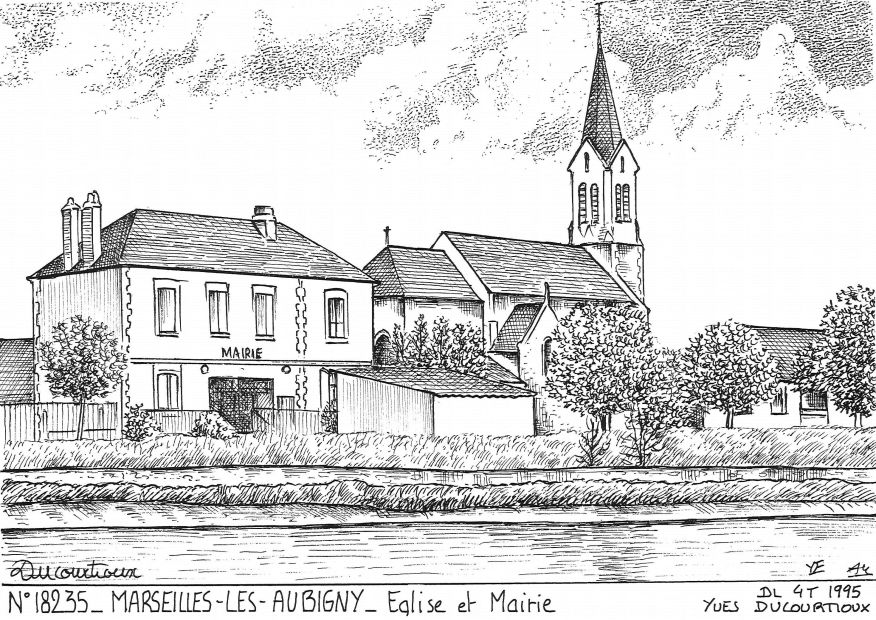 N 18235 - MARSEILLES LES AUBIGNY - mairie et �glise