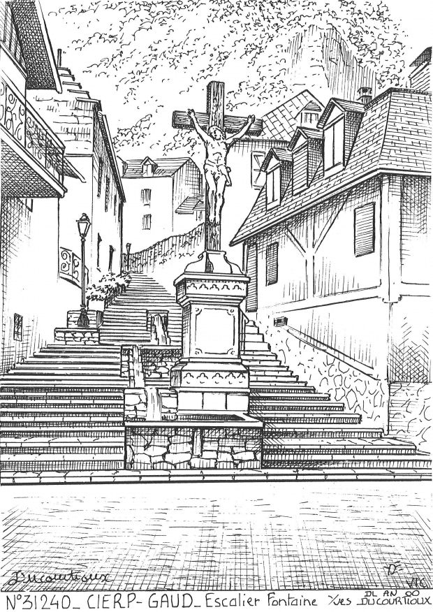 N 31240 - CIERP GAUD - escalier fontaine