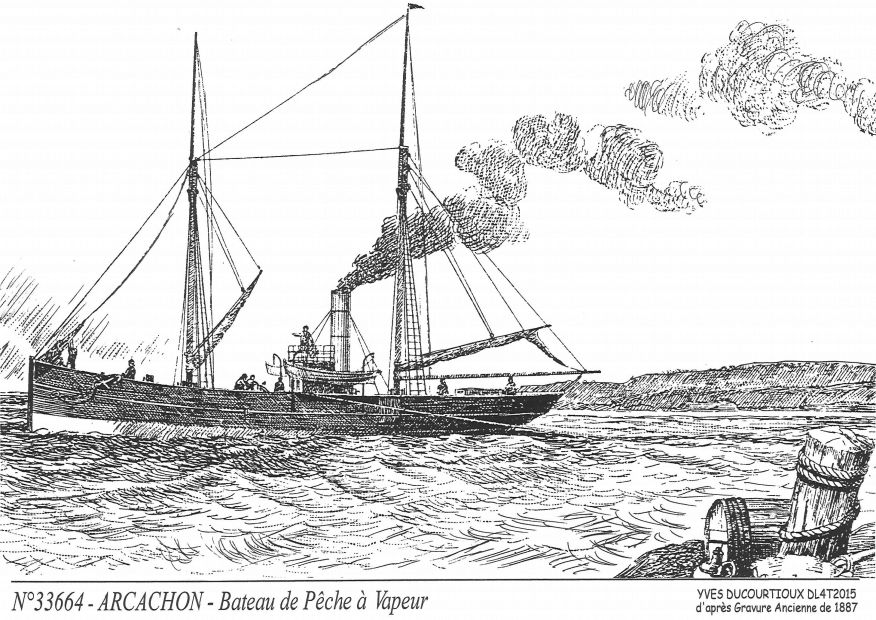 N 33664 - ARCACHON - bateau de pche vapeur <span class=