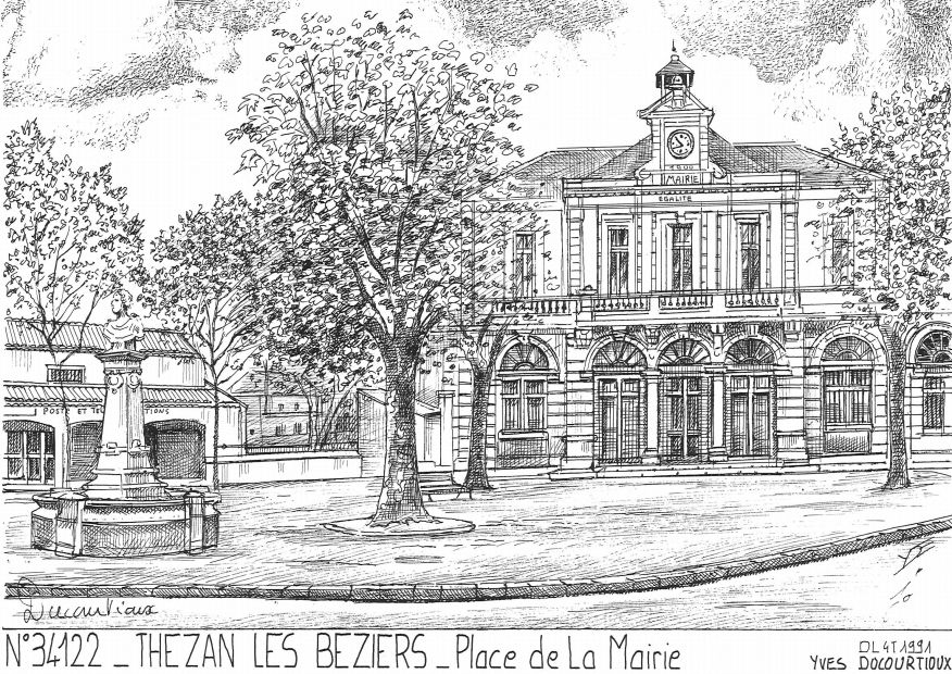 N 34122 - THEZAN LES BEZIERS - place de la mairie