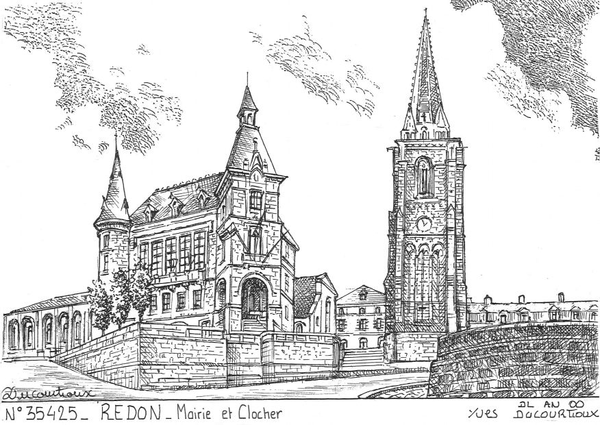 N 35425 - REDON - mairie et clocher
