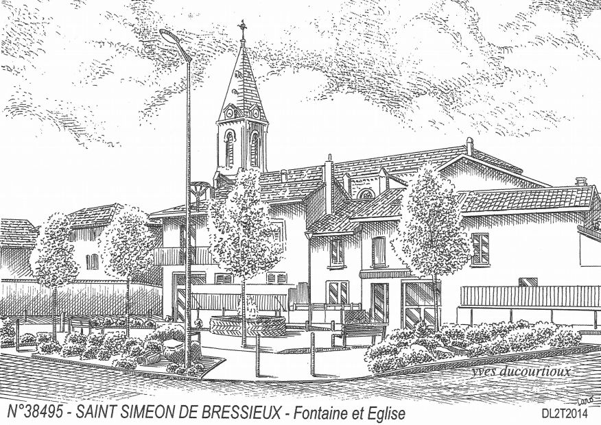 N 38495 - ST SIMEON DE BRESSIEUX - fontaine et �glise