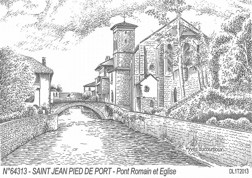 N 64313 - ST JEAN PIED DE PORT - pont romain et �glise