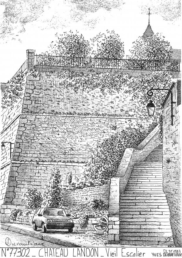 N 77302 - CHATEAU LANDON - vieil escalier