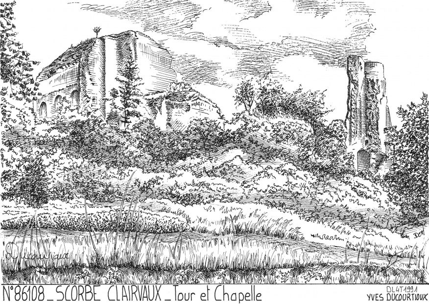 N 86108 - SCORBE CLAIRVAUX - tour et chapelle