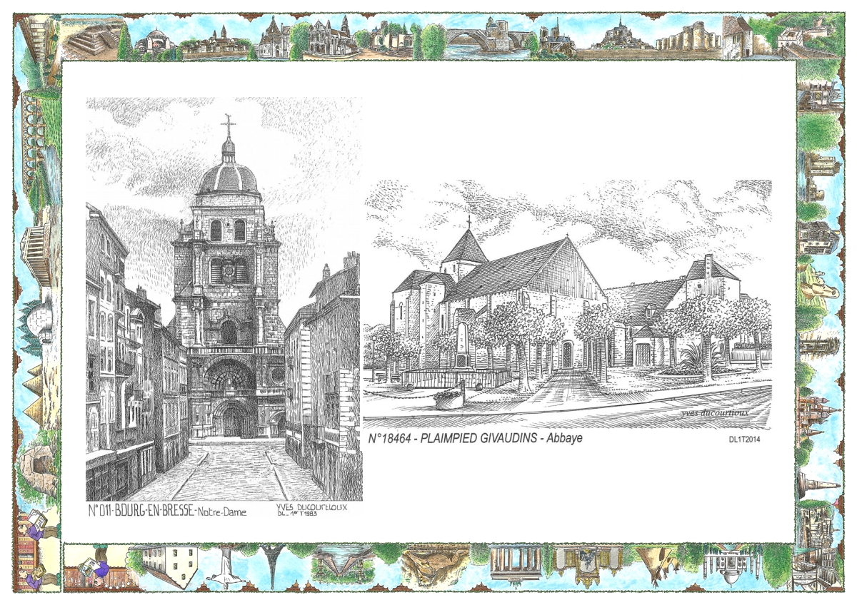MONOCARTE N 01001-18464 - BOURG EN BRESSE - notre dame / PLAIMPIED GIVAUDINS - abbaye