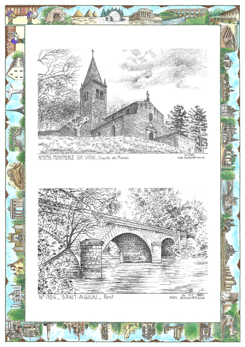 MONOCARTE N 01035-17214 - MONTMERLE SUR SAONE - chapelle des minimes / ST AIGULIN - pont