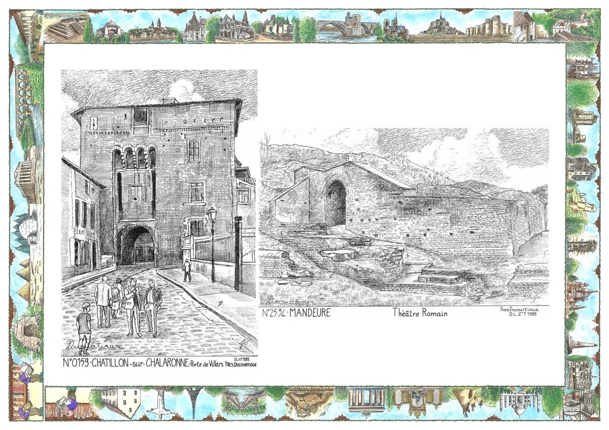 MONOCARTE N 01059-25034 - CHATILLON SUR CHALARONNE - porte de villars / MANDEURE - th��tre romain