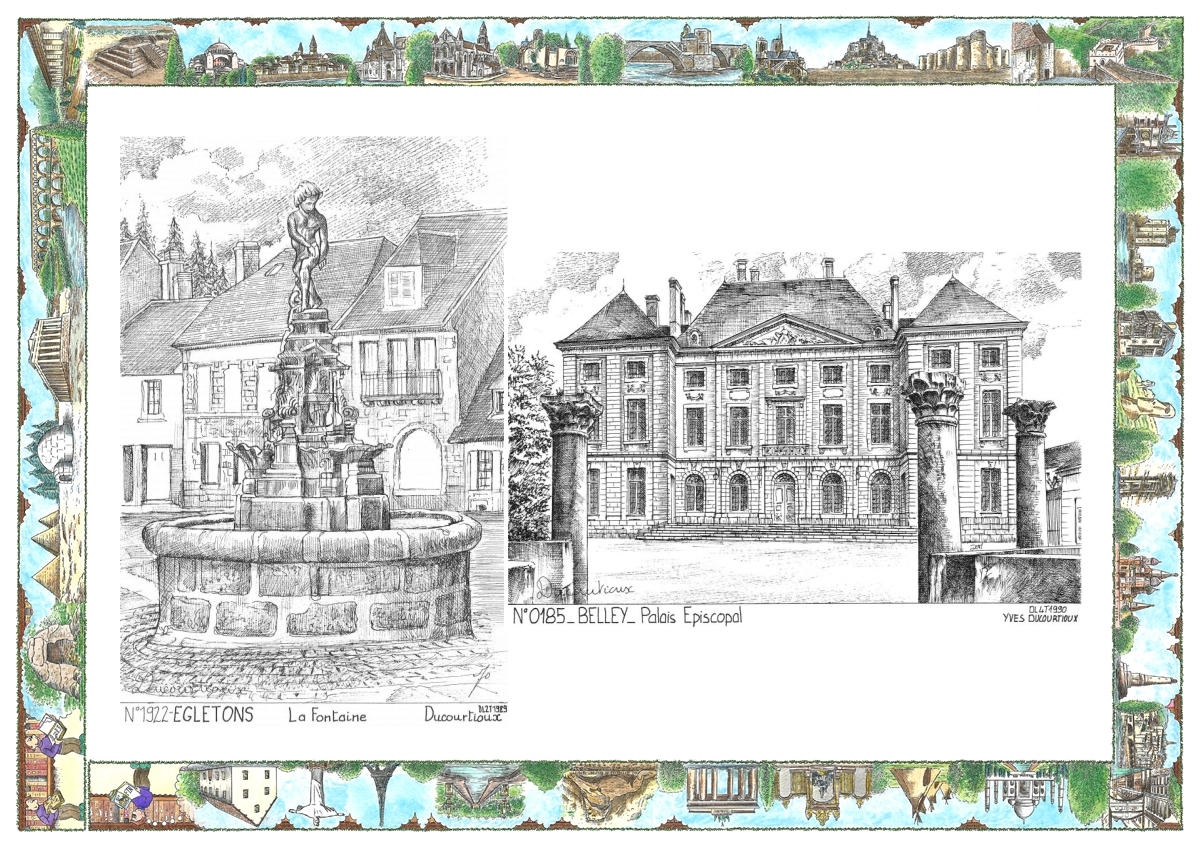 MONOCARTE N 01085-19022 - BELLEY - palais �piscopal / EGLETONS - la fontaine