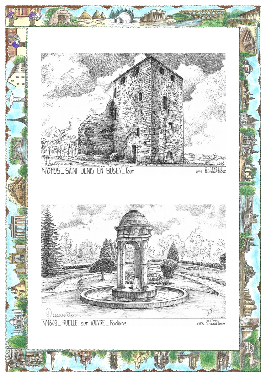 MONOCARTE N 01105-16049 - ST DENIS EN BUGEY - tour / RUELLE SUR TOUVRE - fontaine