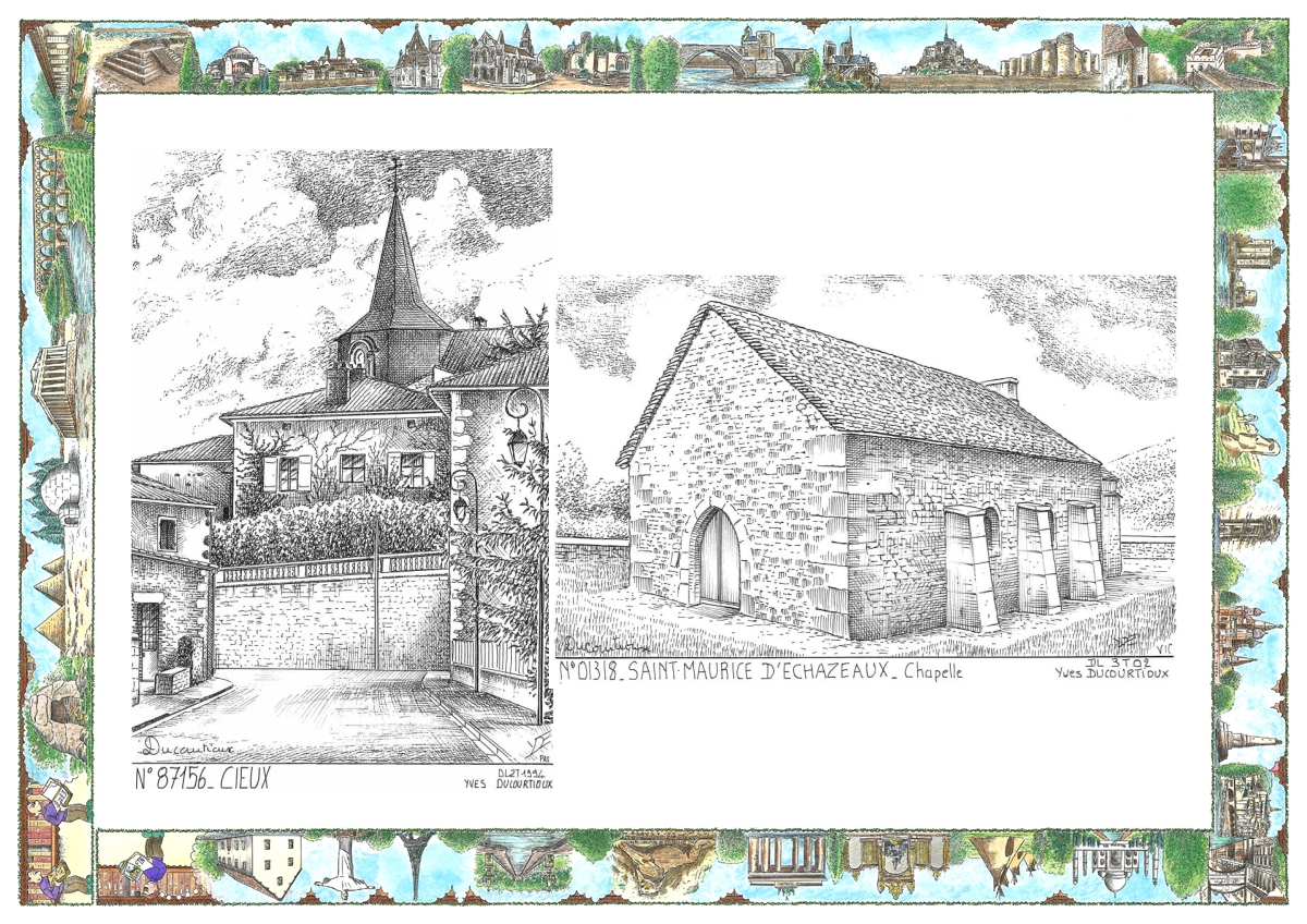 MONOCARTE N 01318-87156 - CORVEISSIAT - chapelle � st maurice d �chaz. / CIEUX - vue