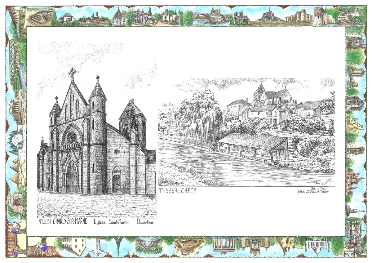 MONOCARTE N 02031-45367 - CHARLY SUR MARNE - �glise st martin / CHECY - vue