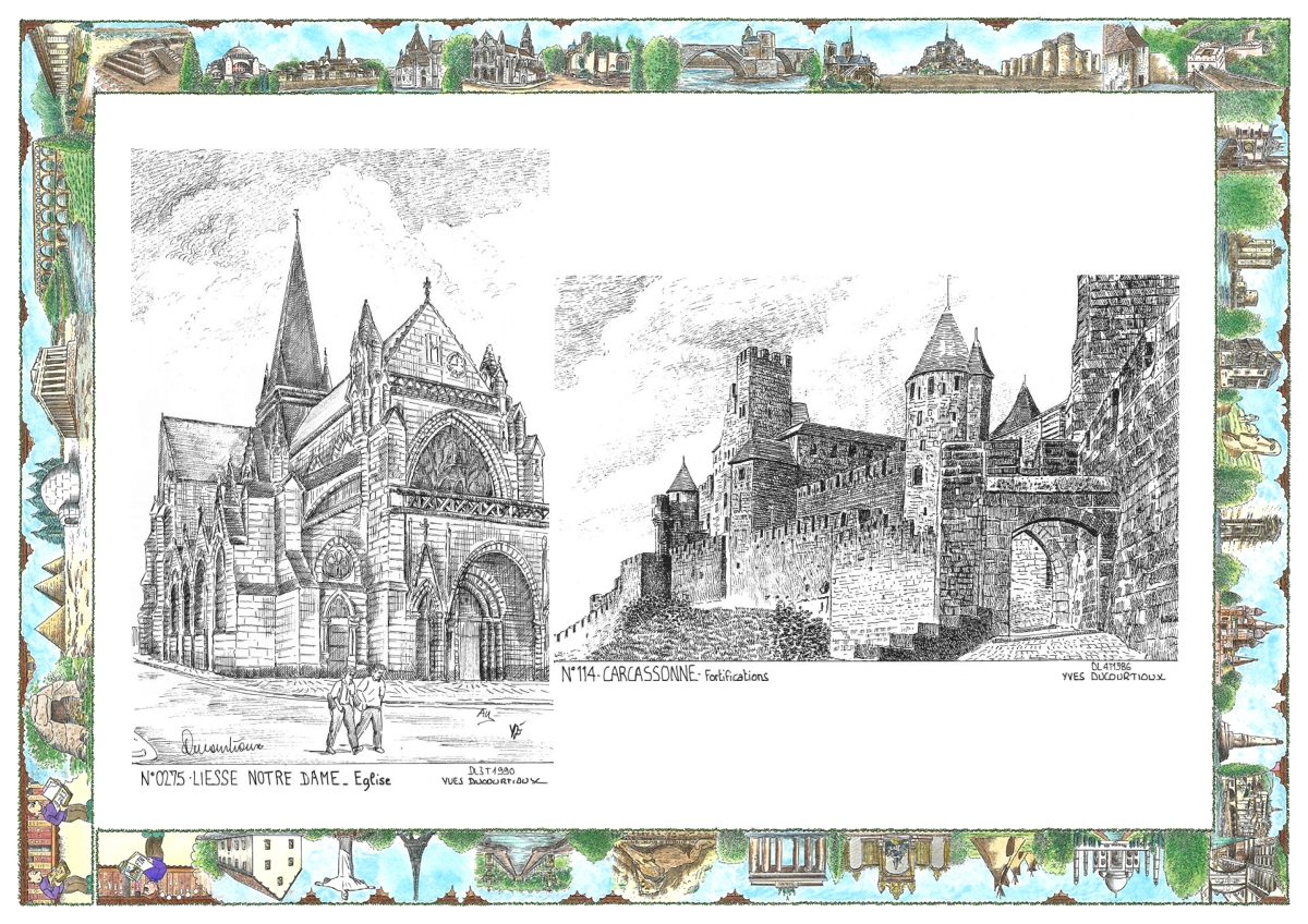 MONOCARTE N 02075-11004 - LIESSE NOTRE DAME - �glise / CARCASSONNE - fortifications