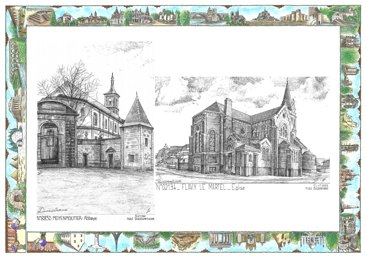 MONOCARTE N 02134-88032 - FLAVY LE MARTEL - �glise / MOYENMOUTIER - abbaye