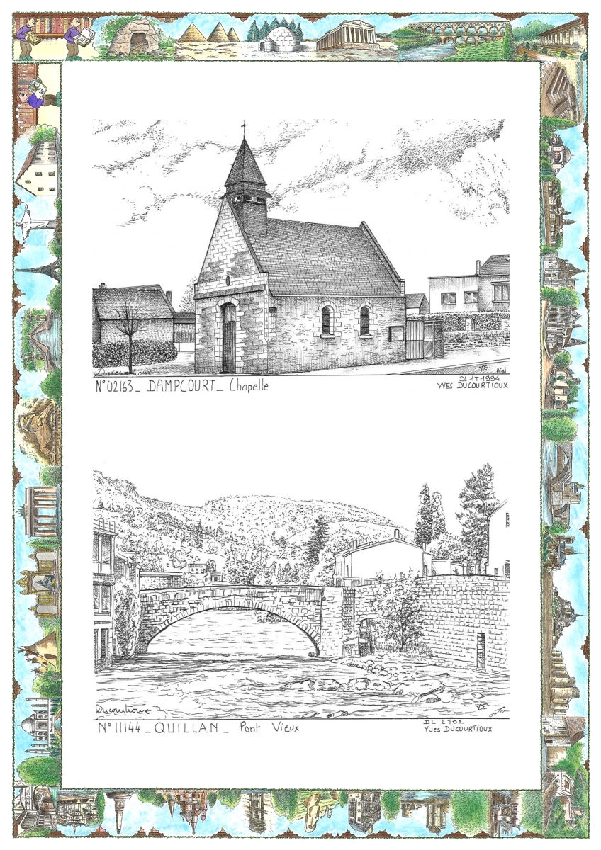 MONOCARTE N 02163-11144 - MAREST DAMPCOURT - chapelle de dampcourt / QUILLAN - pont vieux