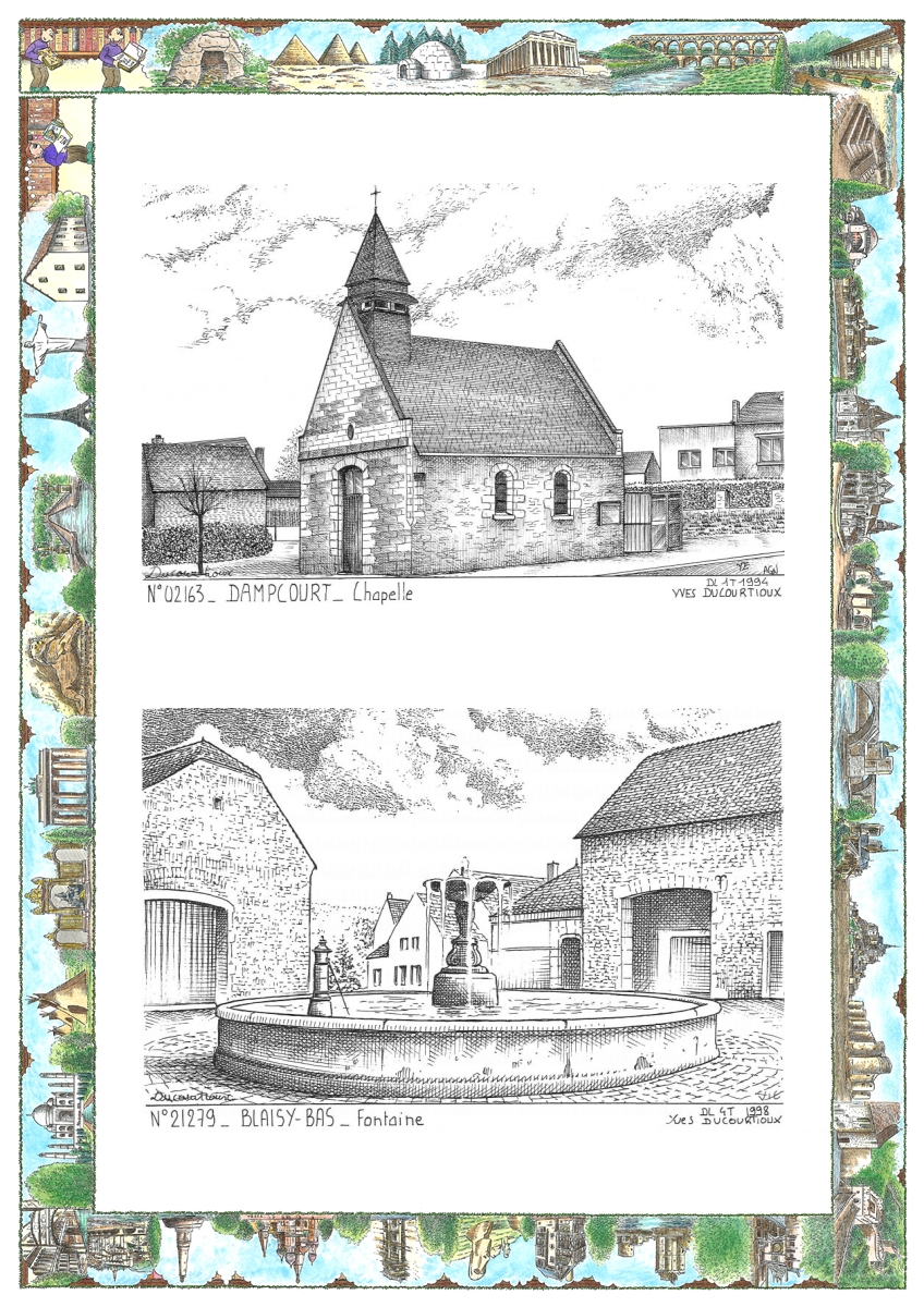 MONOCARTE N 02163-21279 - MAREST DAMPCOURT - chapelle de dampcourt / BLAISY BAS - fontaine
