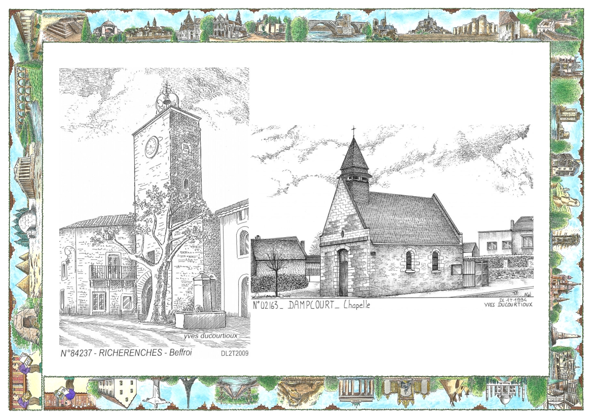 MONOCARTE N 02163-84237 - MAREST DAMPCOURT - chapelle de dampcourt / RICHERENCHES - beffroi