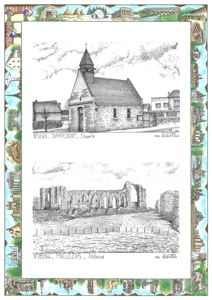MONOCARTE N 02163-85164 - MAREST DAMPCOURT - chapelle de dampcourt / MAILLEZAIS - abbaye