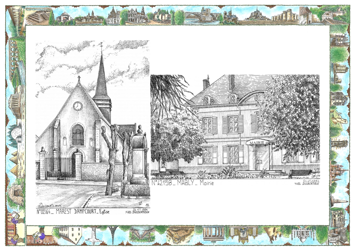 MONOCARTE N 02164-42158 - MAREST DAMPCOURT - �glise / MABLY - mairie