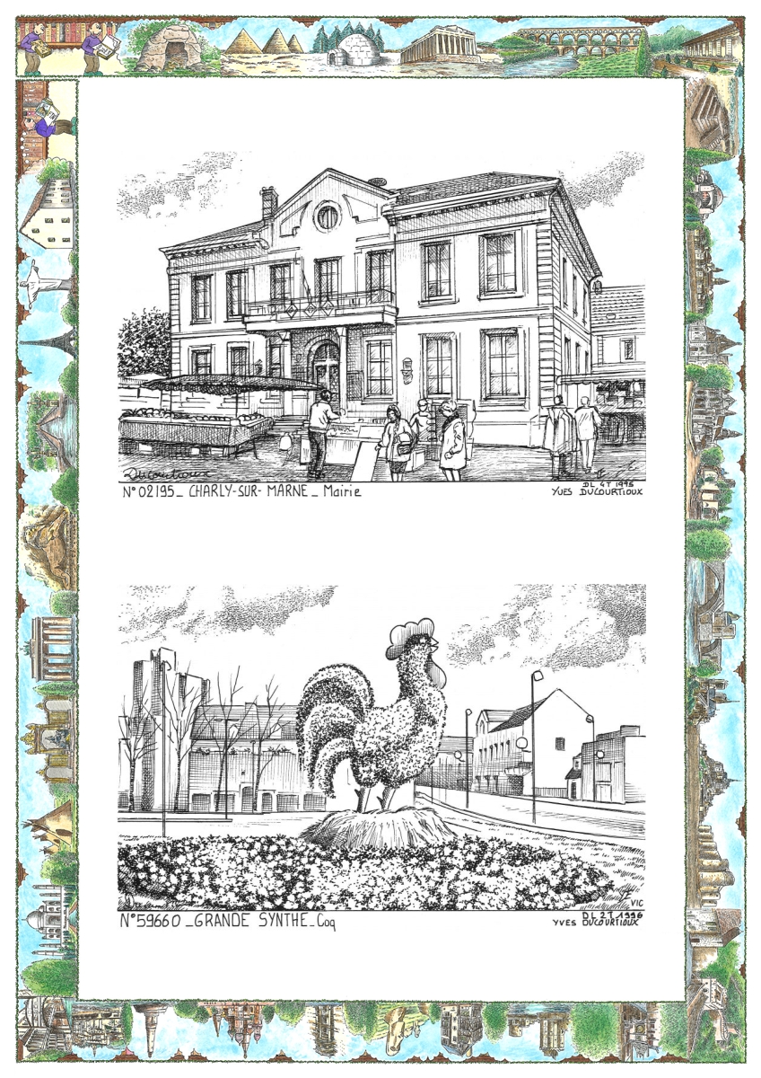 MONOCARTE N 02195-59660 - CHARLY SUR MARNE - mairie / GRANDE SYNTHE - coq