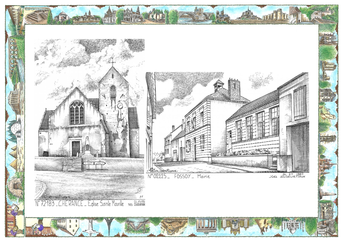 MONOCARTE N 02225-72183 - FOSSOY - mairie / CHERANCE - �glise ste maurille