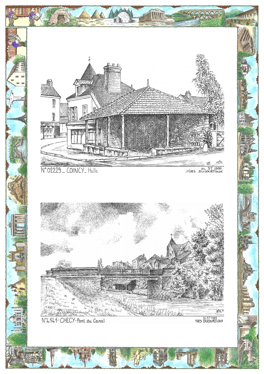 MONOCARTE N 02229-45045 - COINCY - halle / CHECY - pont du canal