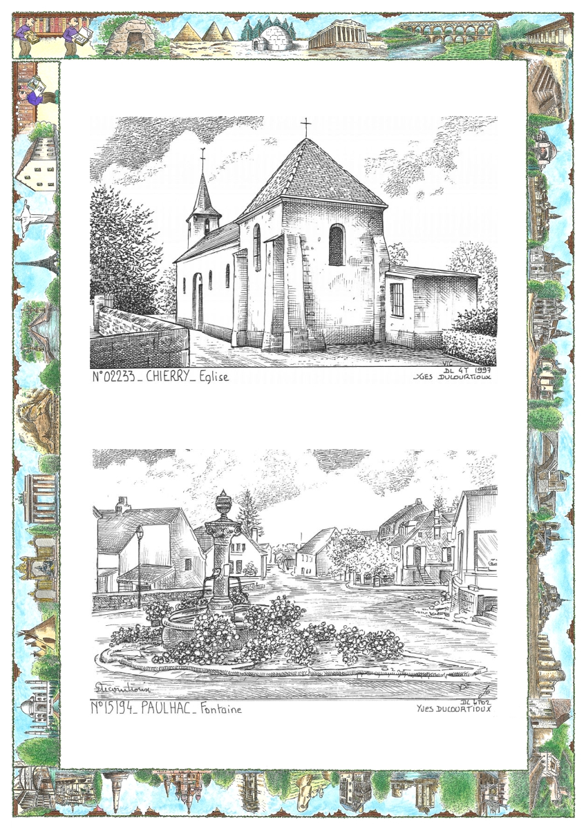 MONOCARTE N 02233-15194 - CHIERRY - �glise / PAULHAC - fontaine