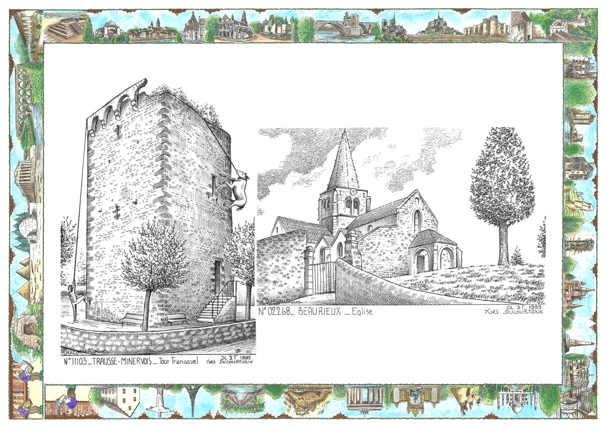 MONOCARTE N 02268-11103 - BEAURIEUX - �glise / TRAUSSE - tour trencavel