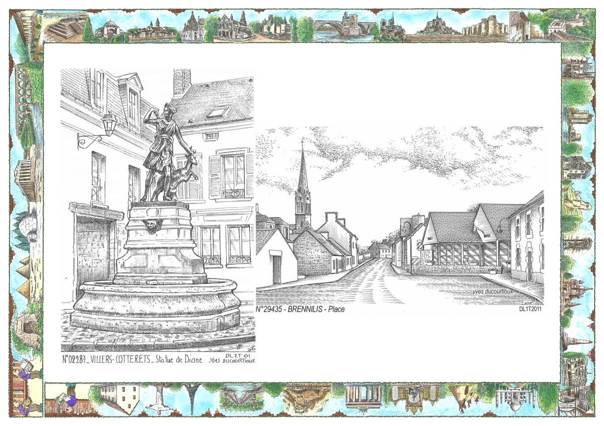 MONOCARTE N 02287-29435 - VILLERS COTTERETS - statue de diane / BRENNILIS - place (mairie)