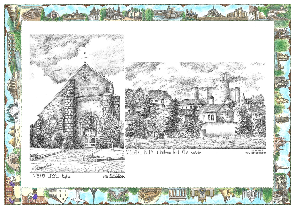 MONOCARTE N 03097-91079 - BILLY - ch�teau fort XII� si�cle / LISSES - �glise