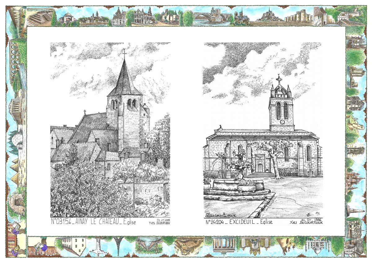 MONOCARTE N 03154-24204 - AINAY LE CHATEAU - �glise / EXCIDEUIL - �glise