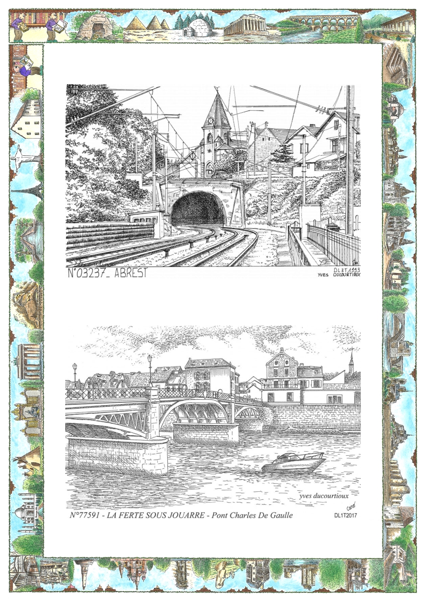 MONOCARTE N 03237-77591 - ABREST - vue / LA FERTE SOUS JOUARRE - pont charles de gaulle