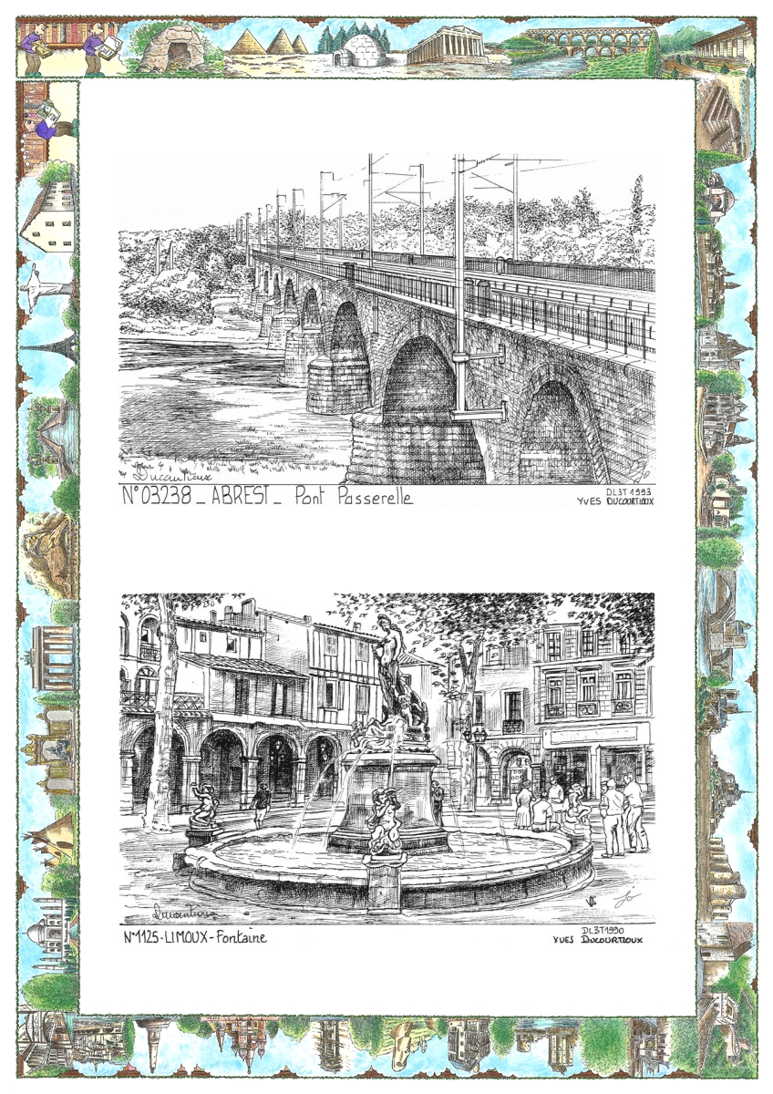 MONOCARTE N 03238-11025 - ABREST - pont passerelle / LIMOUX - fontaine