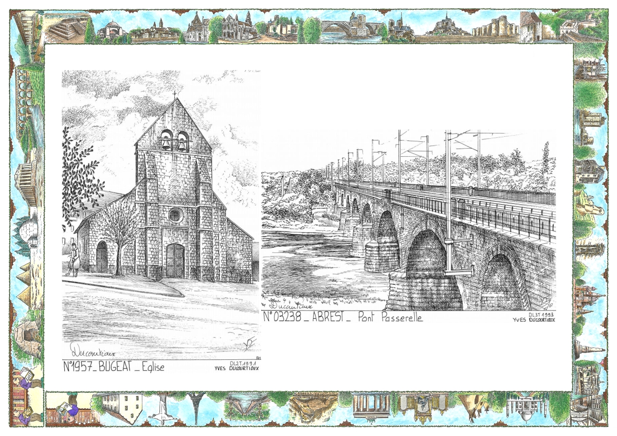 MONOCARTE N 03238-19057 - ABREST - pont passerelle / BUGEAT - �glise