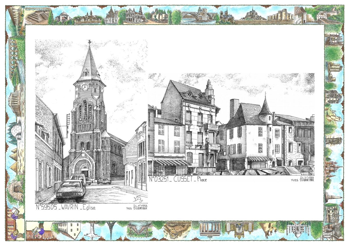 MONOCARTE N 03251-59505 - CUSSET - place / WAVRIN - �glise