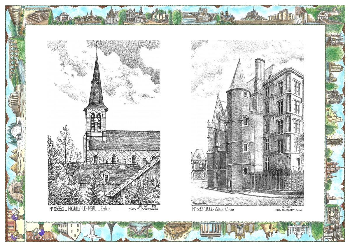 MONOCARTE N 03330-59002 - NEUILLY LE REAL - �glise / LILLE - palais rihour