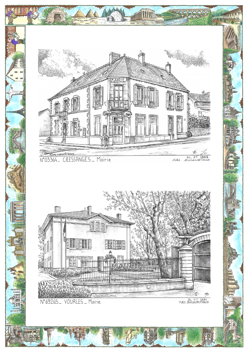 MONOCARTE N 03364-69265 - CRESSANGES - mairie / VOURLES - mairie