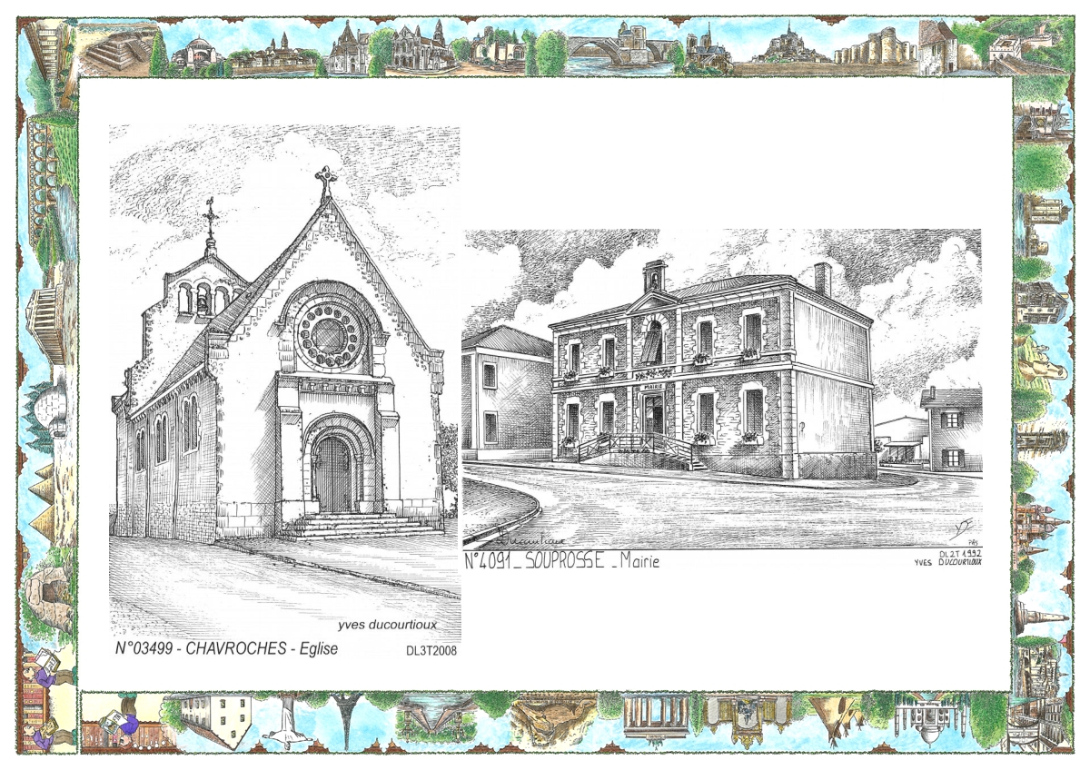 MONOCARTE N 03499-40091 - CHAVROCHES - �glise / SOUPROSSE - mairie
