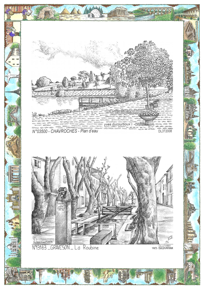 MONOCARTE N 03500-13163 - CHAVROCHES - plan d eau / GRAVESON - la roubine