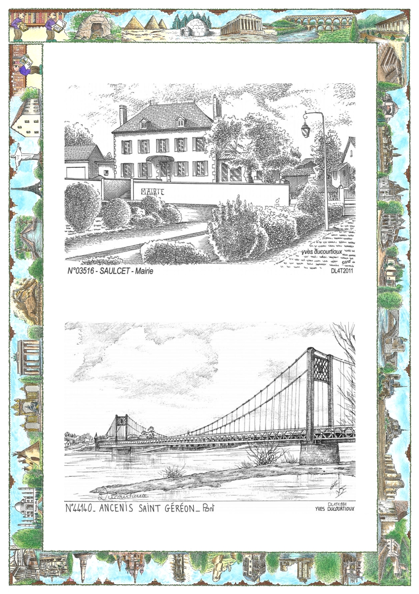 MONOCARTE N 03516-44140 - SAULCET - mairie / ANCENIS - pont