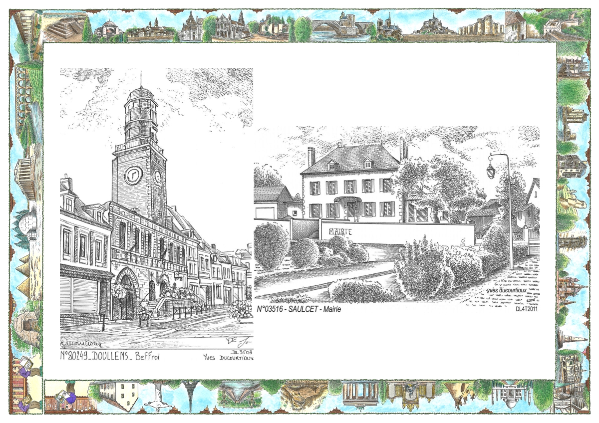 MONOCARTE N 03516-80249 - SAULCET - mairie / DOULLENS - beffroi