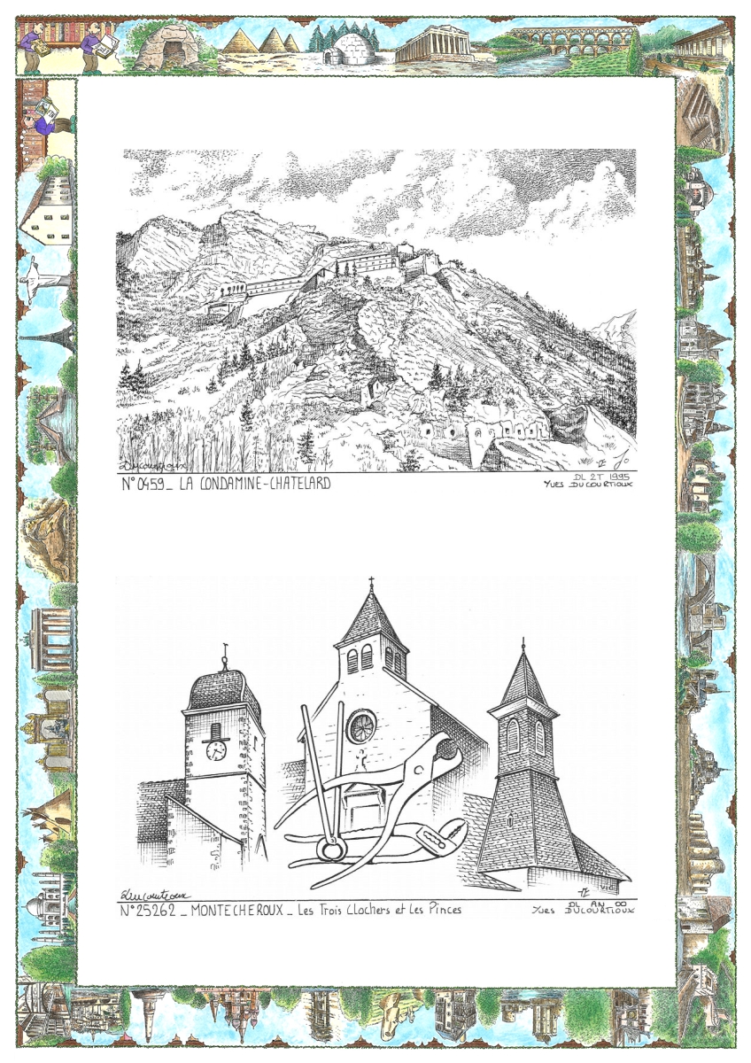 MONOCARTE N 04059-25262 - LA CONDAMINE CHATELARD - vue / MONTECHEROUX - les 3 clochers et les pinces
