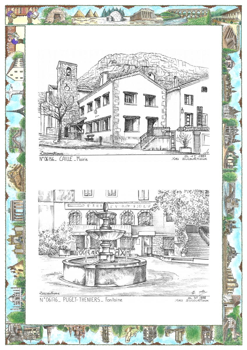 MONOCARTE N 06156-06176 - CAILLE - mairie / PUGET THENIERS - fontaine