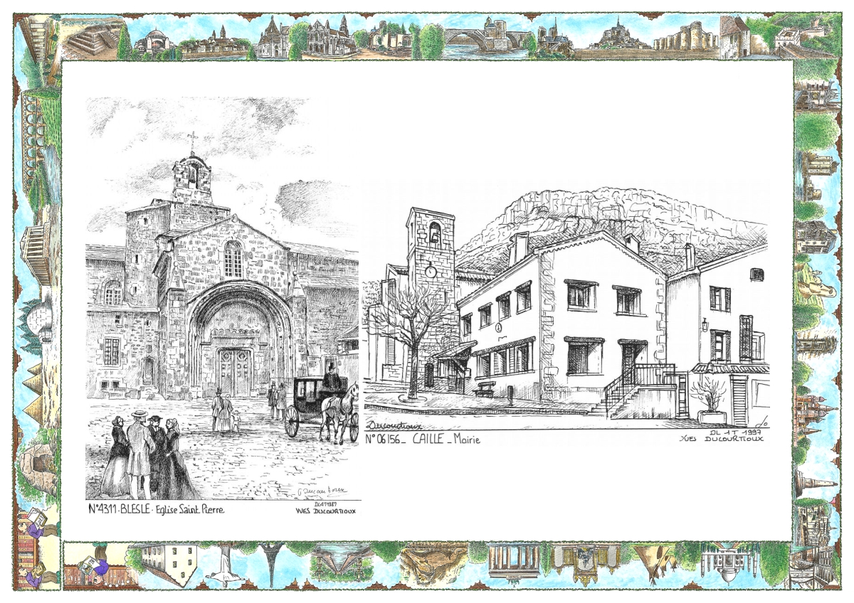 MONOCARTE N 06156-43011 - CAILLE - mairie / BLESLE - �glise st pierre