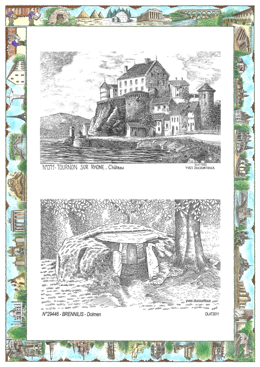 MONOCARTE N 07001-29446 - TOURNON SUR RHONE - ch�teau / BRENNILIS - dolmen