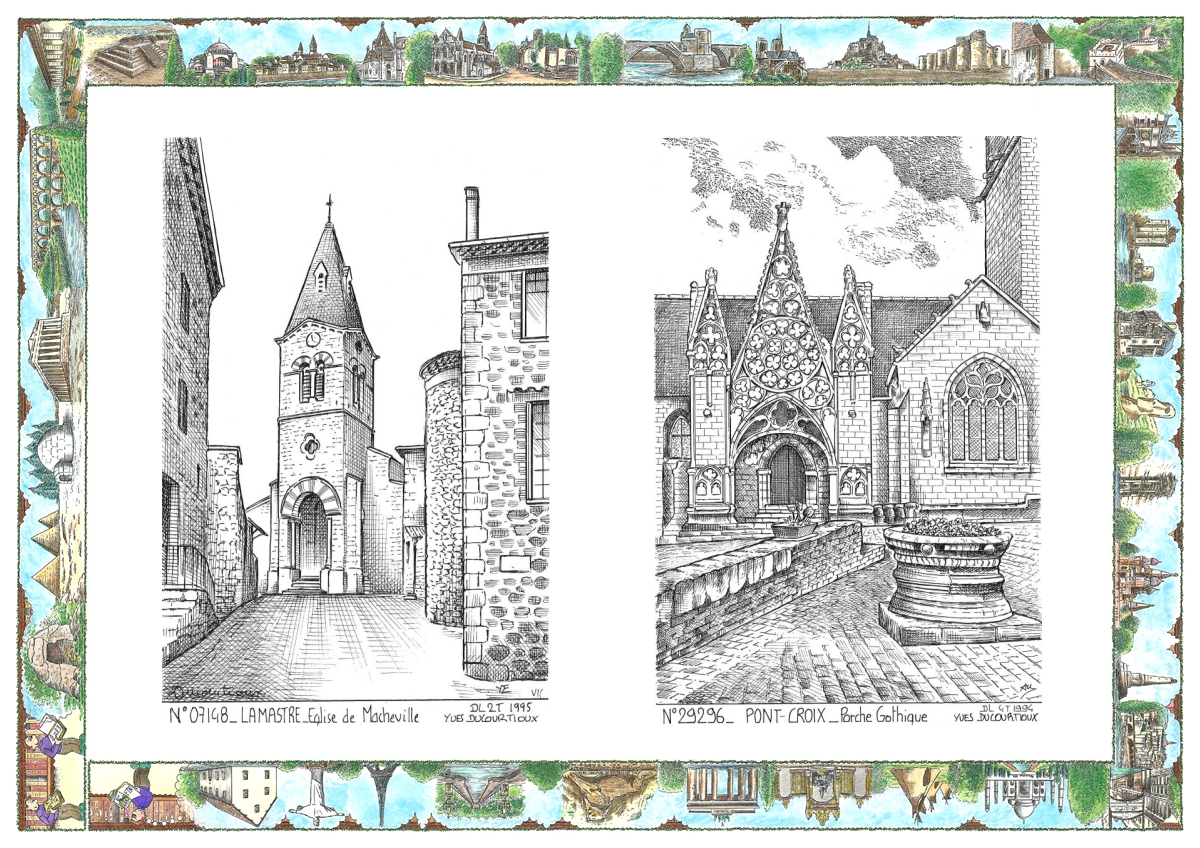 MONOCARTE N 07148-29296 - LAMASTRE - �glise de macheville / PONT CROIX - porche gothique