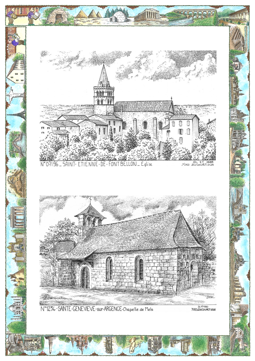 MONOCARTE N 07196-12034 - ST ETIENNE DE FONTBELLON - �glise / STE GENEVIEVE SUR ARGENCE - chapelle de mels